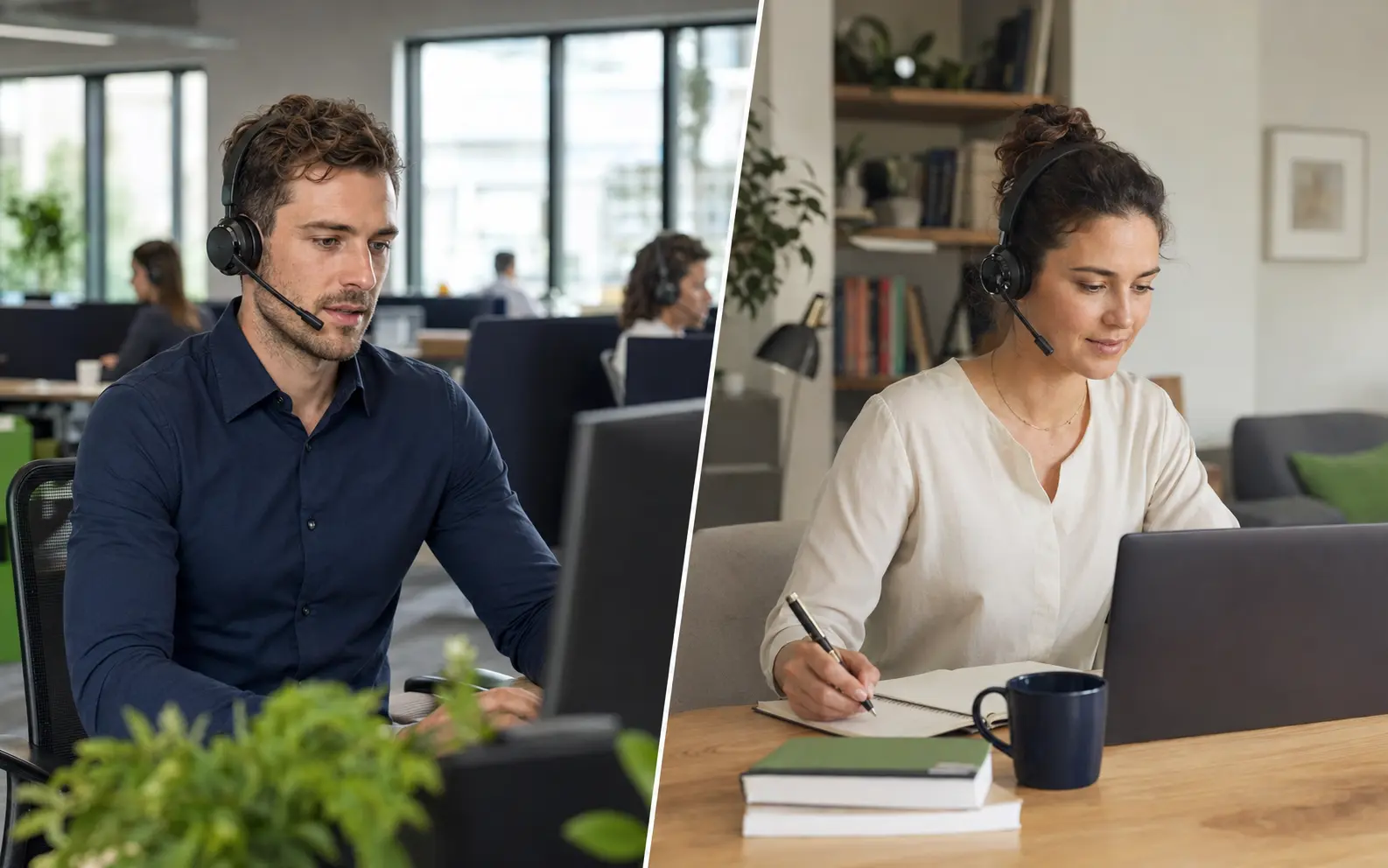 Conseillers reliés à distance grâce à une solution de téléphonie cloud